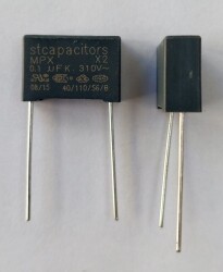 100NF 310VAC X2 %10 15mm Polyester Kondansatör - China