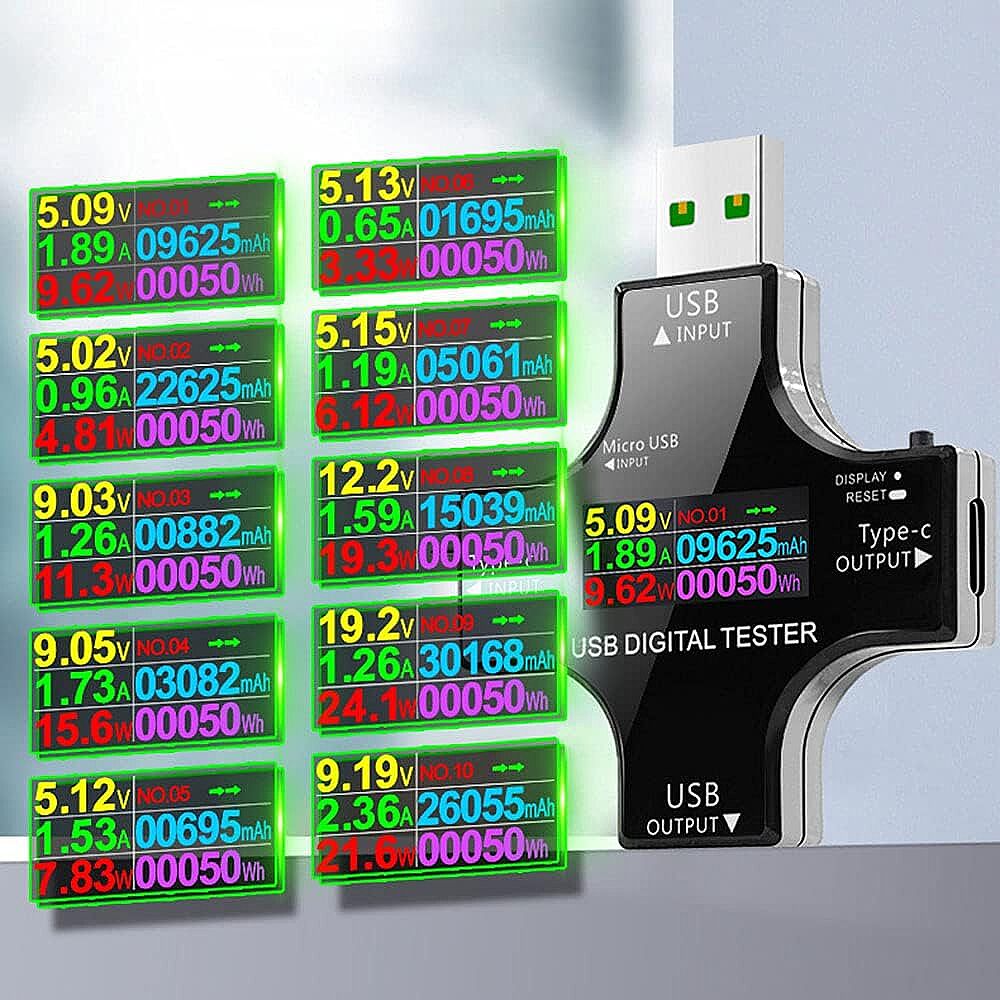 12 in 1 Çok Fonksiyonlu USB & Type-C Dijital Güç Ölçer Test Cihazı – Voltaj, Akım, Kapasite, Watt Ölçüm – PD/QC Uyumlu (Çok Al Az Öde İle %20'ye Varan İndirimli) - 4