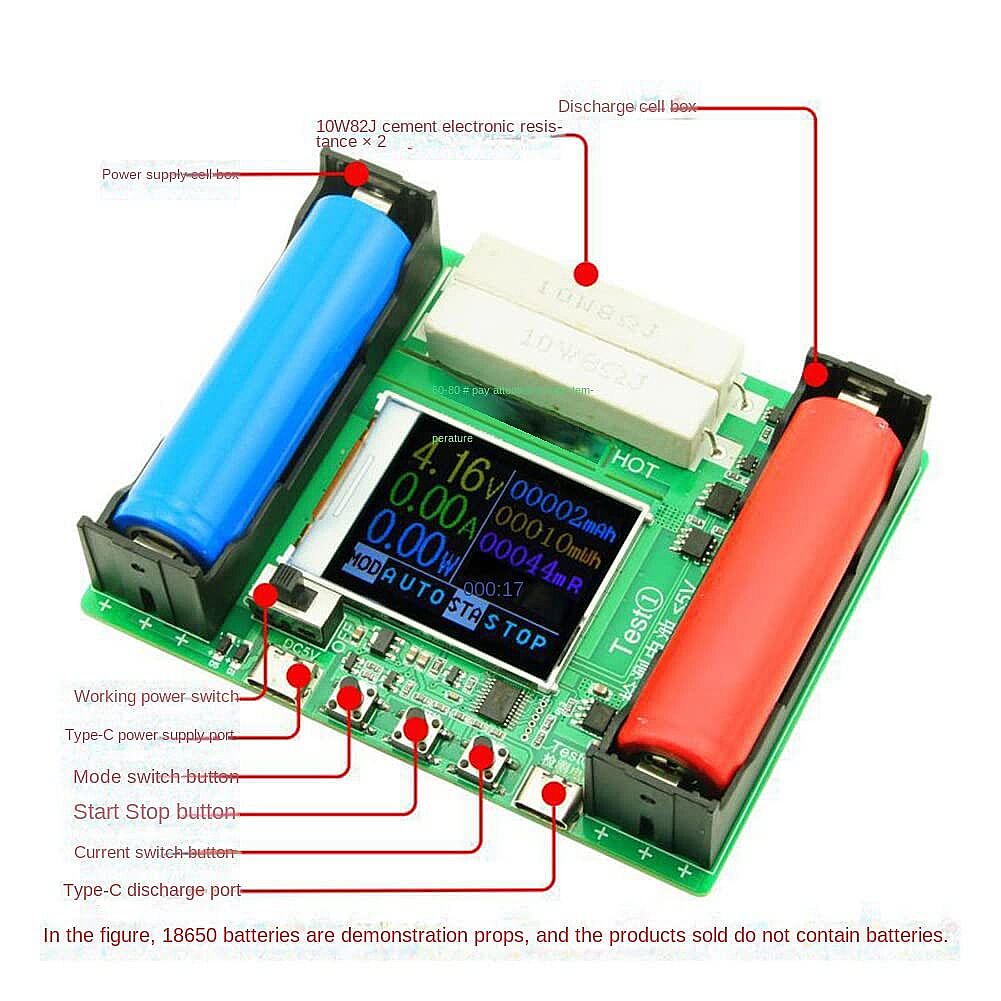 18650 LCD Dijital Lityum Pil Kapasitesi Ölçüm Test Cihazı Modülü (Çok Al Az Öde İle %20'ye Varan İndirimli) - 2