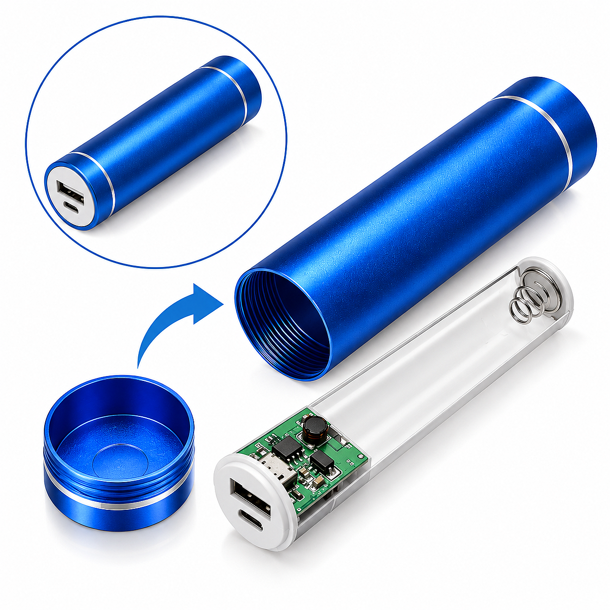 18650 Tekli Metal Powerbank Kutusu – 5V 1A USB Çıkışlı, Type-C Girişli | Kendi Powerbank’inizi Yapmak Artık Çok Kolay! - 2