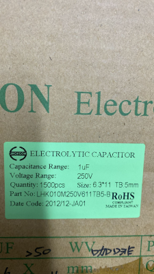 1UF 250V 6.3X11 ELEKTROLİTİK KONDANSATÖR - JACKCON - 2