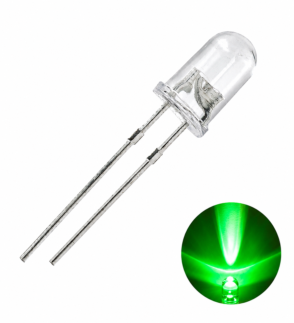 5mm Şeffaf Yeşil Led (Çok Al Az Öde İle %20'ye Varan İndirimli) - 