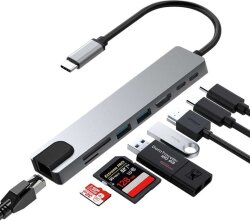 8 Girişli USB Hub Çoklayıcı | USB 3.0 Harici Güç Destekli Yüksek Hızlı Çoklayıcı Dönüştürücü PC Mac Laptop için (Windows 10/11 İle Uyumludur) - 1