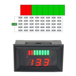 8 Seviye Akü kapasite göstergeli 12V/24V/36V/48V/60V Pillerle Uyumlu Kurşun Asit Voltmetreli Batarya gerilim Test Cihazı - 1