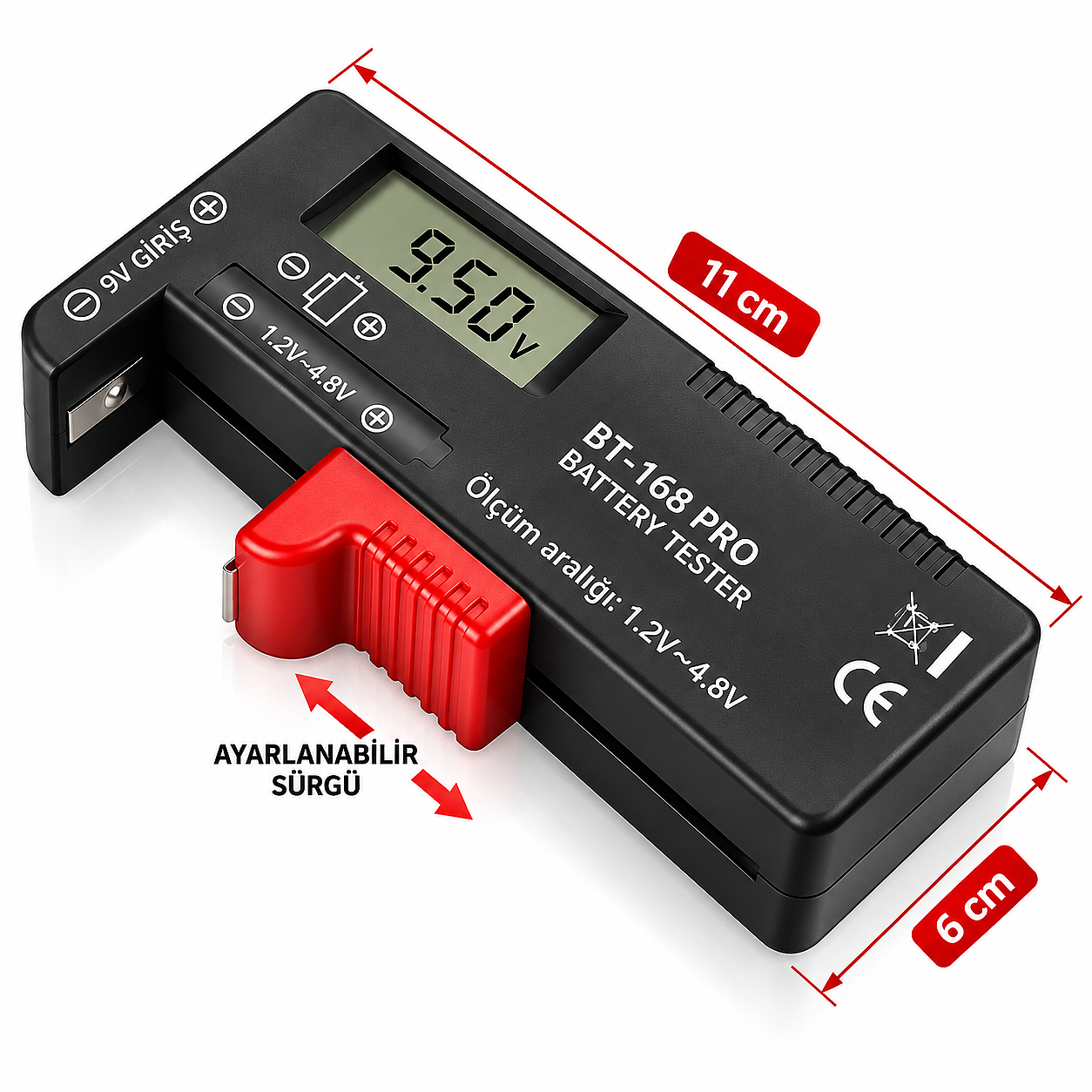 BT-168 PRO Dijital Pil ve Batarya Test Cihazı – 18650, 14500, 16340, 10440, AA, AAA, C, D ve 9V Uyumlu - 2