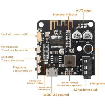 BT5.0 PRO Bluetooth Ses Alıcı Kartı Bluetooth 5.0 MP3 Modülü PRO (Mikrofonlu) (Çok Al Az Öde İle %20'ye Varan İndirimli) - 4