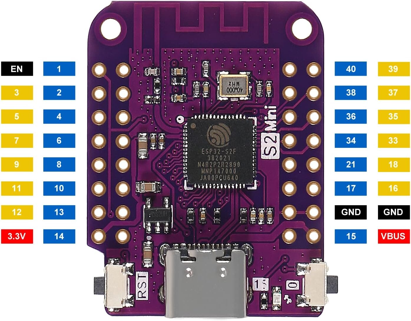 ESP32 S2 Mini V1.0 WiFi Geliştirme Kartı - Type-C - 3
