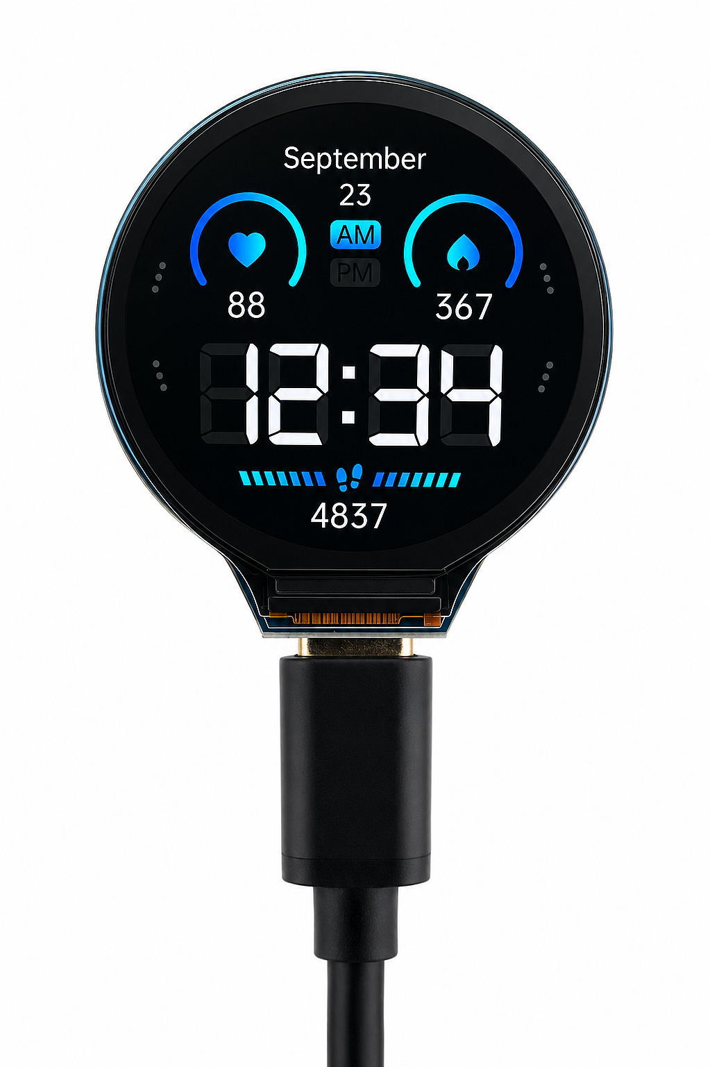 Waveshare ESP32-S3 1.28 İnç Yuvarlak IPS LCD WiFi Bluetooth Geliştirme Kartı – 32-Bit LX7 Çift Çekirdekli İşlemci, GC9A01 LCD Sürücülü - 