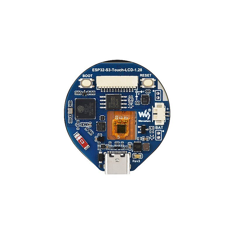ESP32-S3 1.28 İnç Yuvarlak Dokunmatik LCD İvmeölçer ve Jiroskop Sensörlü Geliştirme Kartı - 3