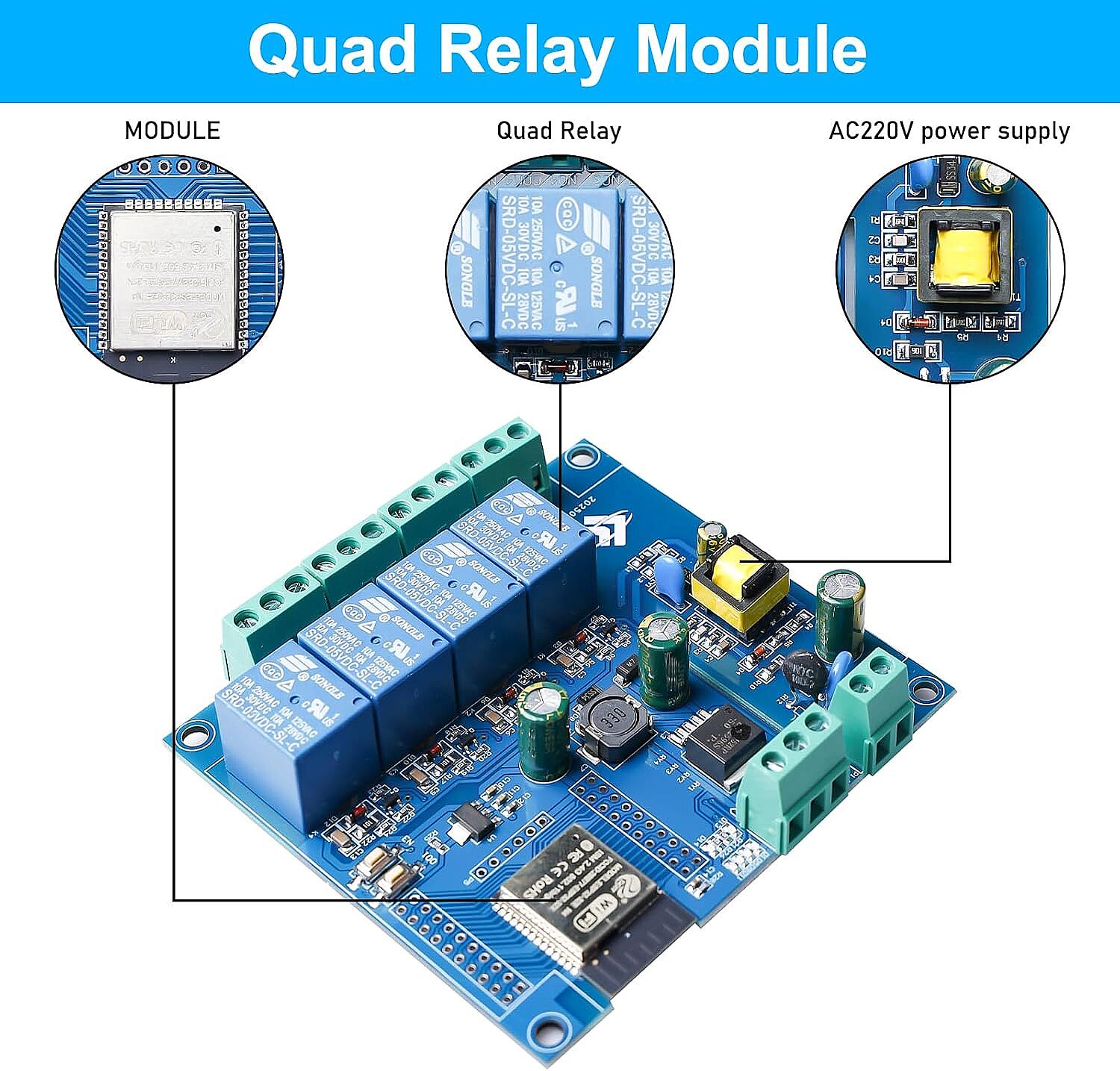ESP32 WIFI Bluetooth AC 220V/DC 5-30V 4 KANAL Röle Kartı - 2