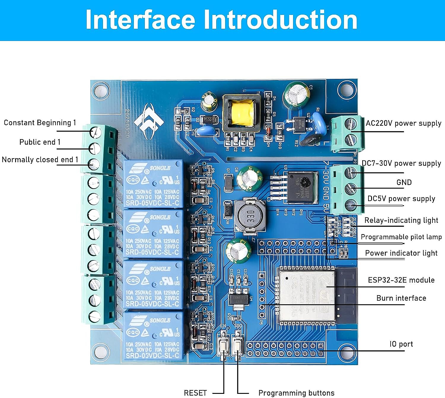 ESP32 WIFI Bluetooth AC 220V/DC 5-30V 4 KANAL Röle Kartı - 3