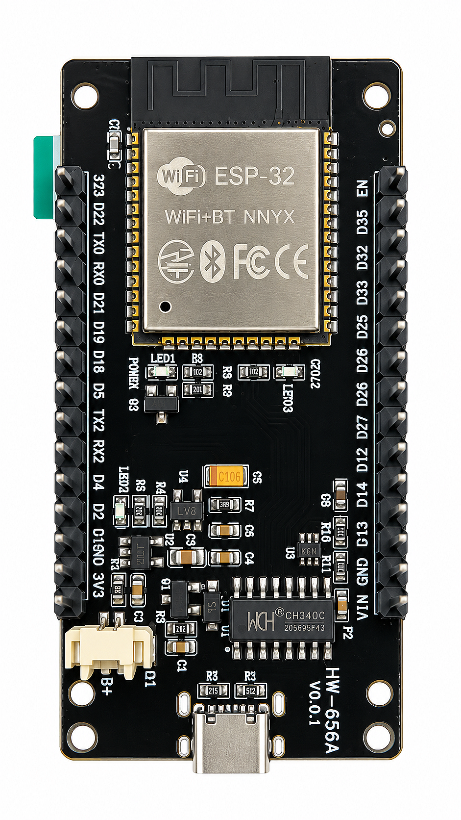 ESP32-WROOM-32 1.9 İnç 170x320 IPS LCD Ekranlı WiFi Bluetooth Geliştirme Kartı – USB Type-C, CH340 - 2