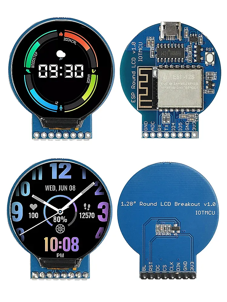 ESP8266 ESP-12S 240x240 GC9A01 1.28 İnç TFT LCD RGB Ekran Modülü Geliştirme Kartı - 1