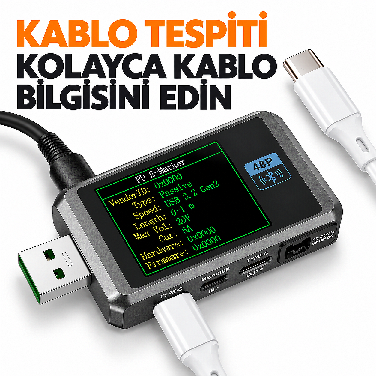 FNIRSI FNB48P 165W USB Type-C Test Cihazı – Bluetooth, PD Hızlı Şarj, Voltaj Akım Güç ve Kapasite Ölçer - 3