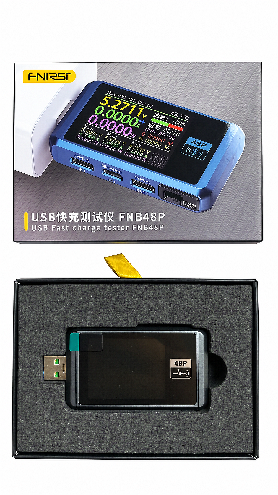 FNIRSI FNB48P 165W USB Type-C Test Cihazı – Bluetooth, PD Hızlı Şarj, Voltaj Akım Güç ve Kapasite Ölçer - 4