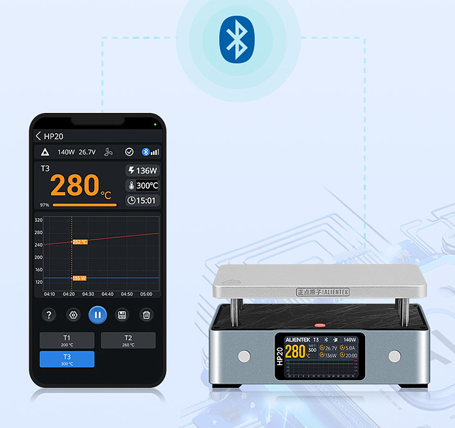 HP20 200W 350°C PD3.1 Type-C Mini PCB Ön Isıtma İstasyonu | Bluetooth & Mobil Uygulama Destekli - 2