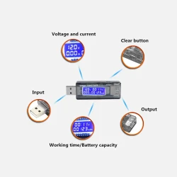 KWS-V20 Led Ekranlı Usb Voltmetre Ampermetre Usb Sarj ve Kapasite Cihazı - (4-20V, 0-3A, 0-99H, 0-99999mAh) - 3