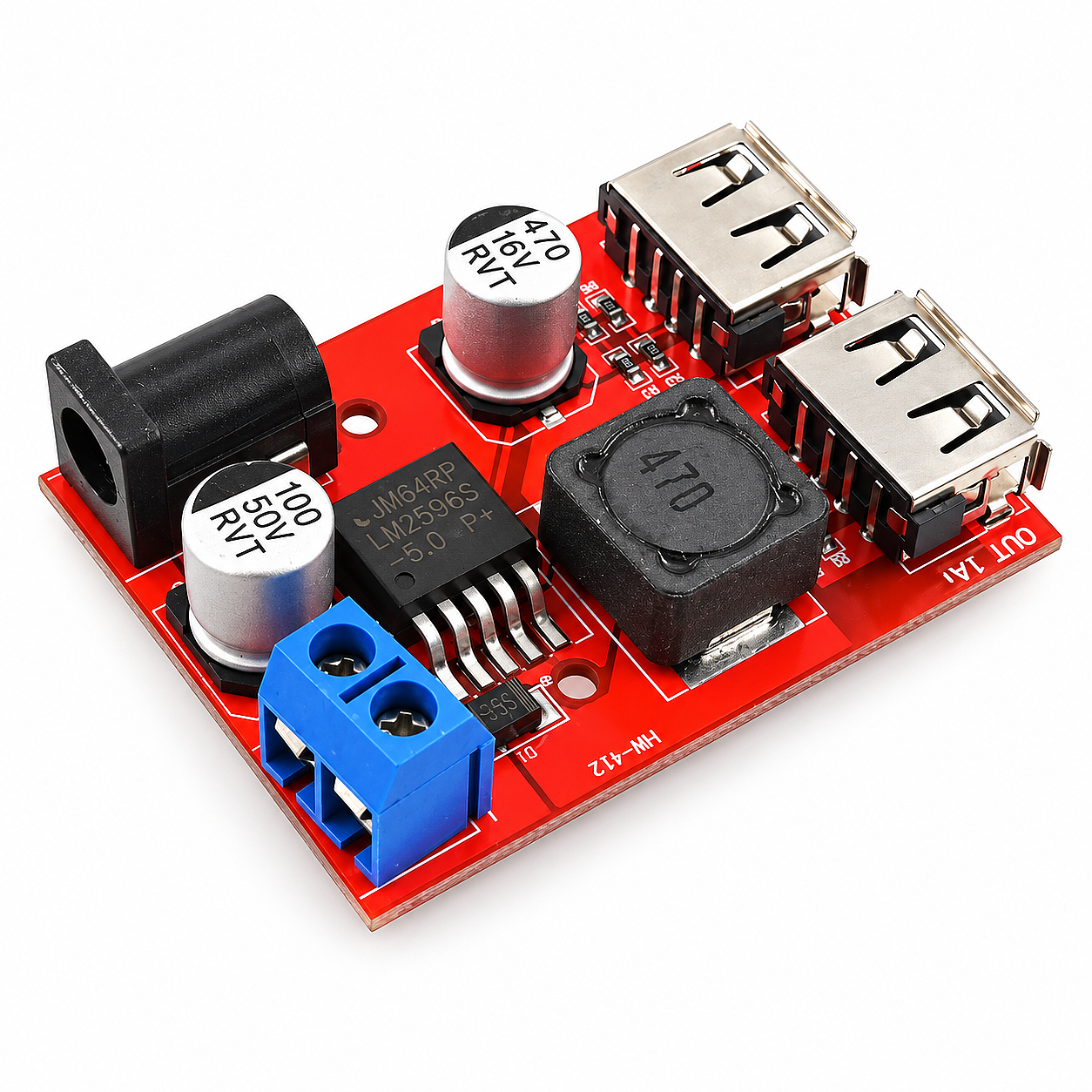 LM2596S Çift USB DC-DC Voltaj Düşürücü – 6-40V Giriş, 5V 3A Sabitleyici Güç Modülü (Çok Al Az Öde İle %20'ye Varan İndirimli) - 