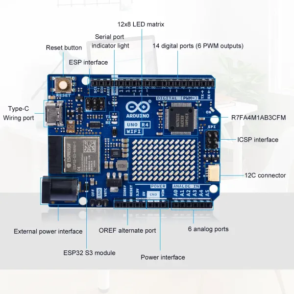 Arduino UNO R4 WiFi Geliştirme Kartı - Type-C - 3