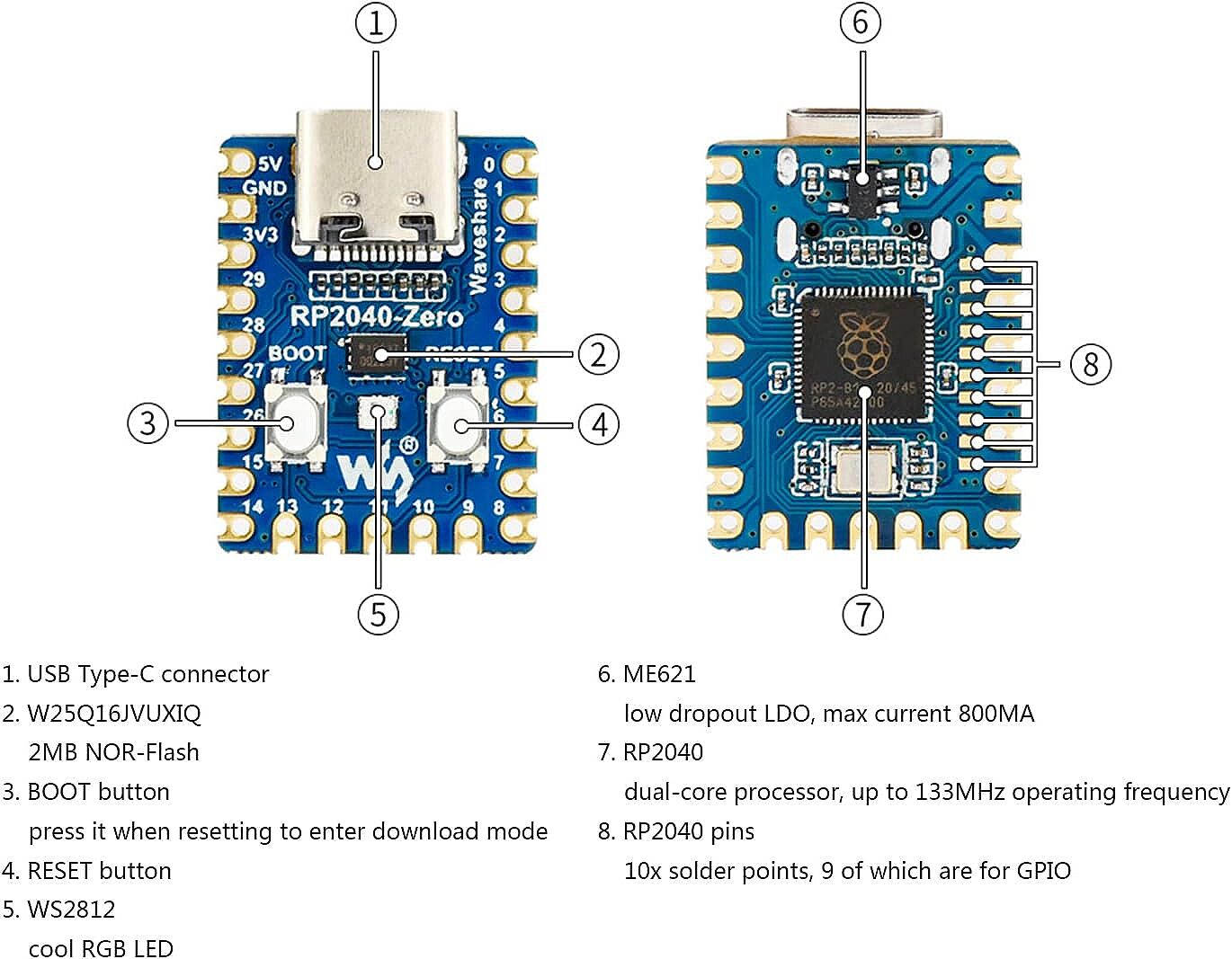 RP2040-Zero, Raspberry Pi RP2040 Tabanlı Mini Geliştirme Kartı (Çok Al Az Öde İle %20'ye Varan İndirimli) - 3