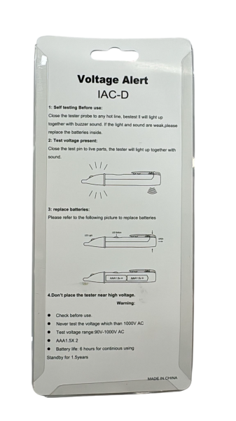 1AC-D 90-1000V AC Temassız Işıklı Sesli Faz Kontrol Kalemi - Voltaj Dedektörü - 4