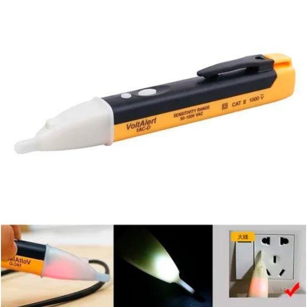 1AC-D 90-1000V AC Temassız Işıklı Sesli Faz Kontrol Kalemi - Voltaj Dedektörü - 2
