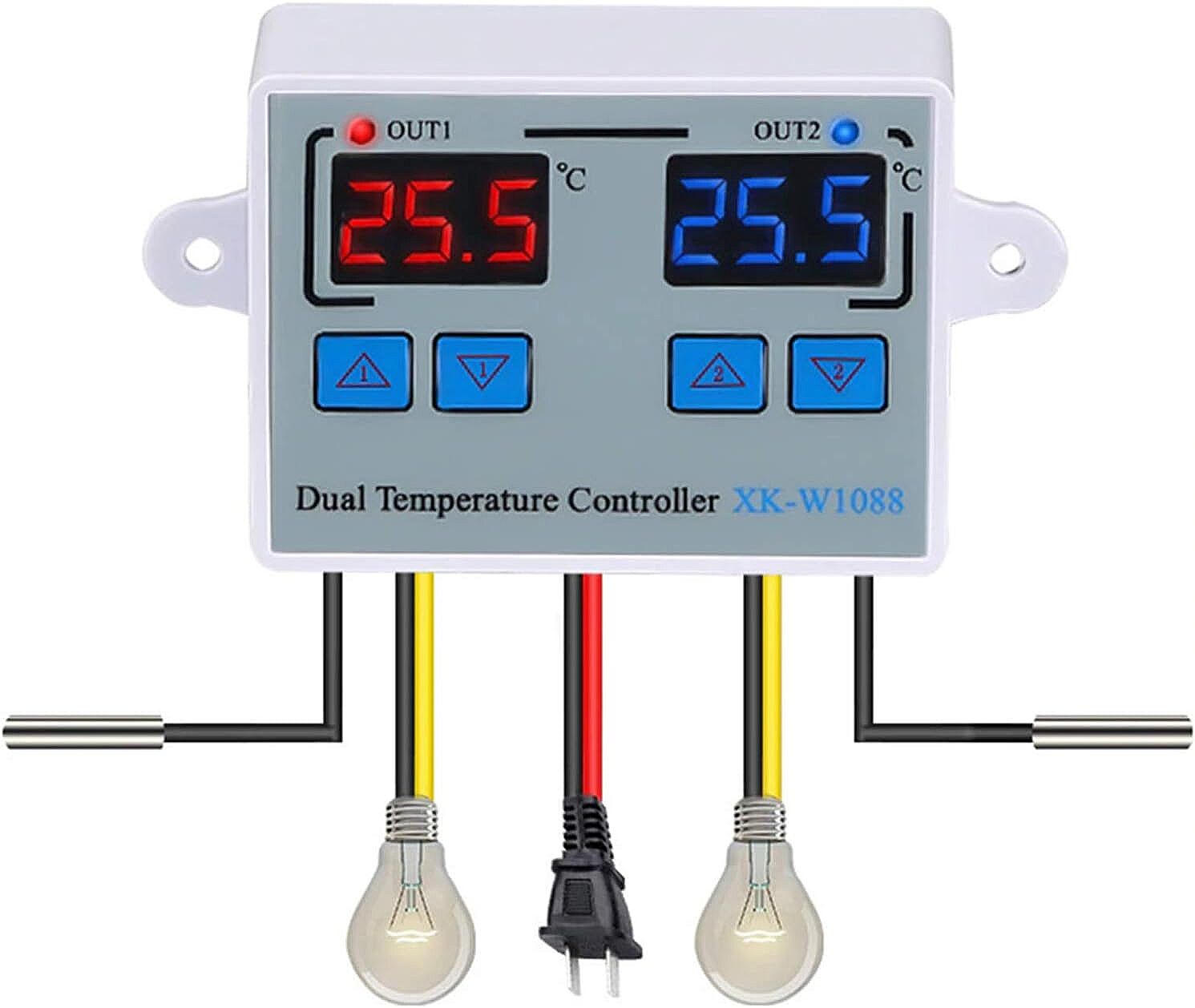 XK-W1088 İkili Dijital Sıcaklık Kontrollü Termostat - 12V/DC 120W (Çok Al Az Öde İle %20'ye Varan İndirimli) - 2
