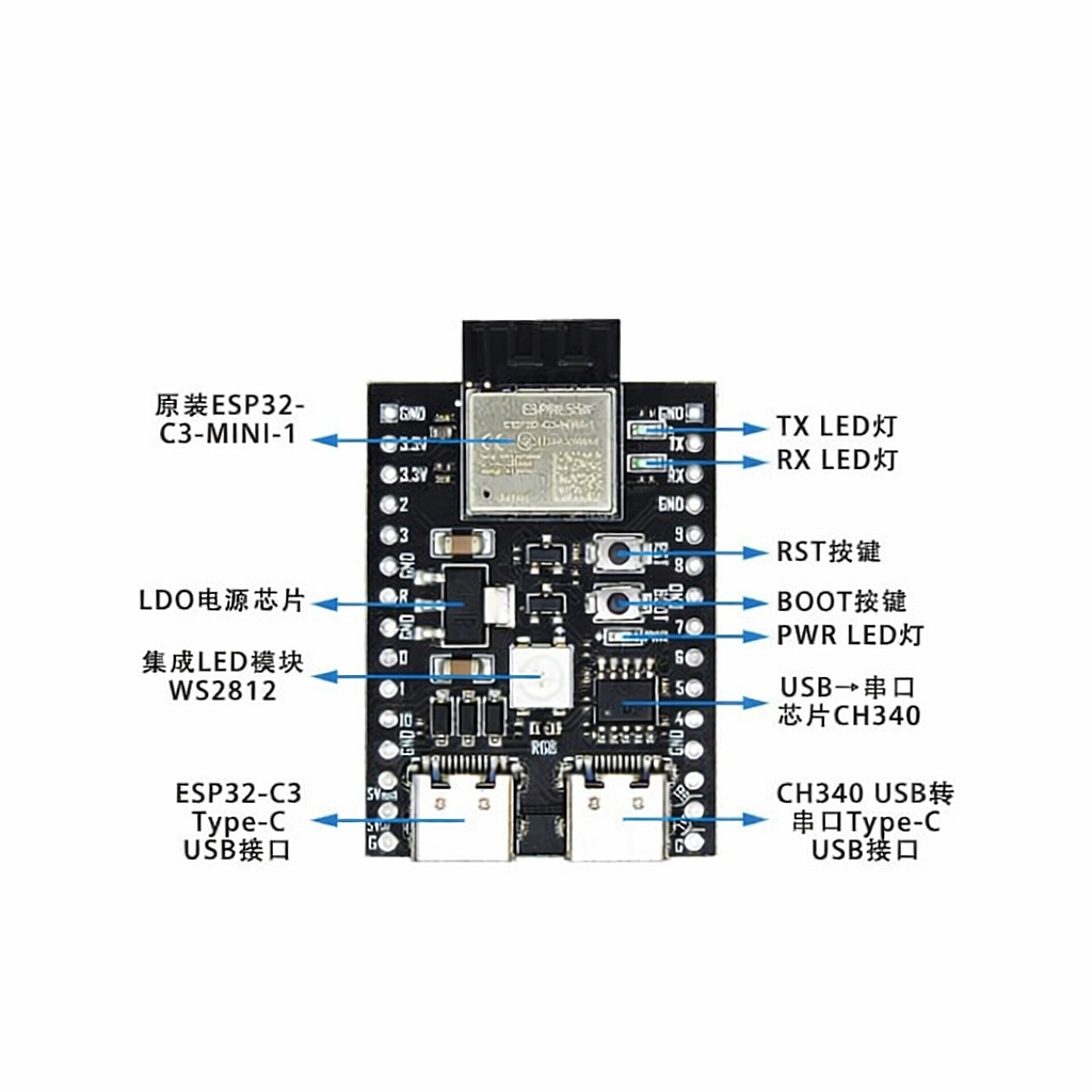 YD-ESP32-C3 Wi-Fi Bluetooth Geliştirme Kartı - 2