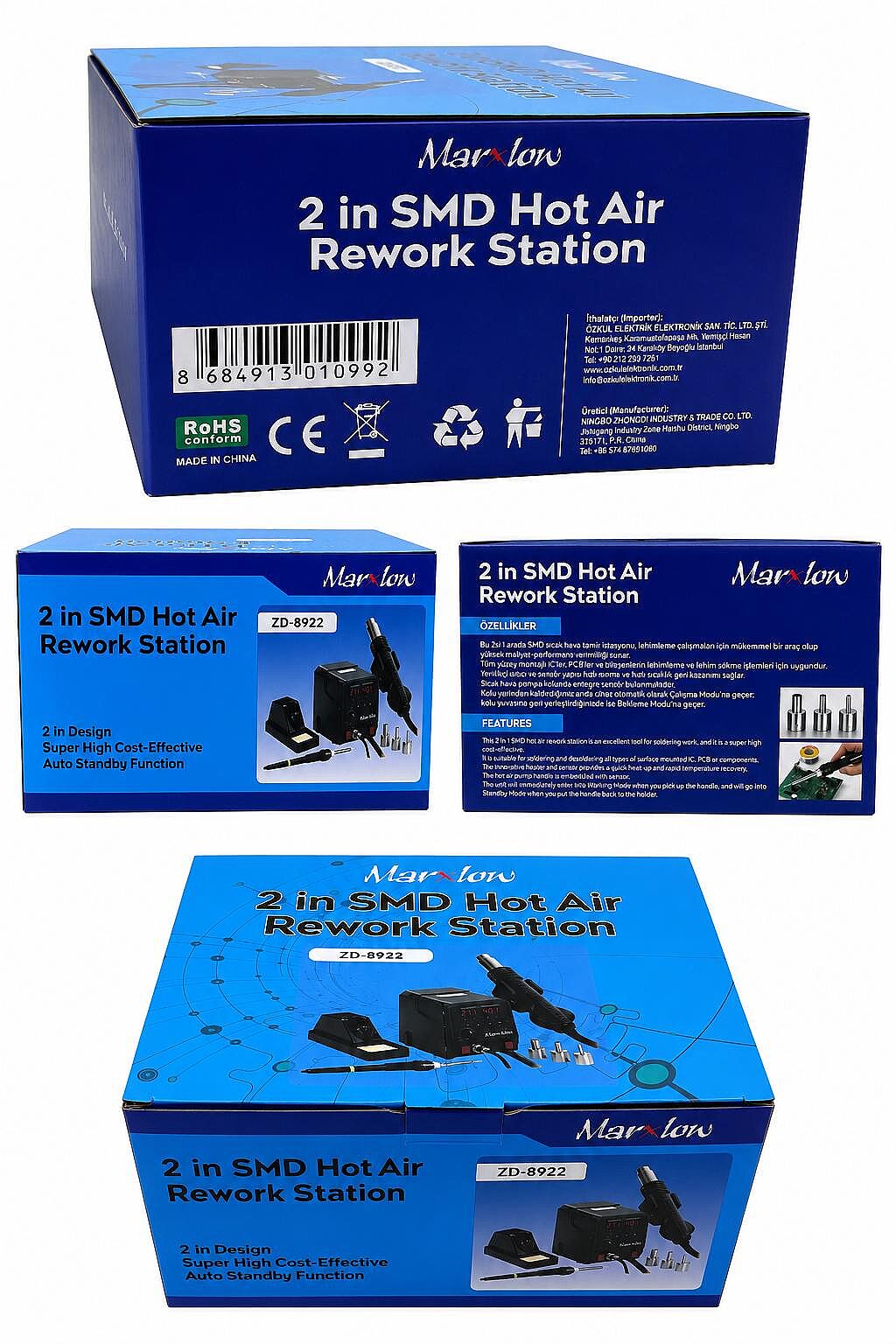 ZD-8922 2’si 1 Arada SMD Sıcaklık Kontrollü Hava Üfleme ve Lehimleme İstasyonu (Çok Al Az Öde İle %20'ye Varan İndirimli) - 2