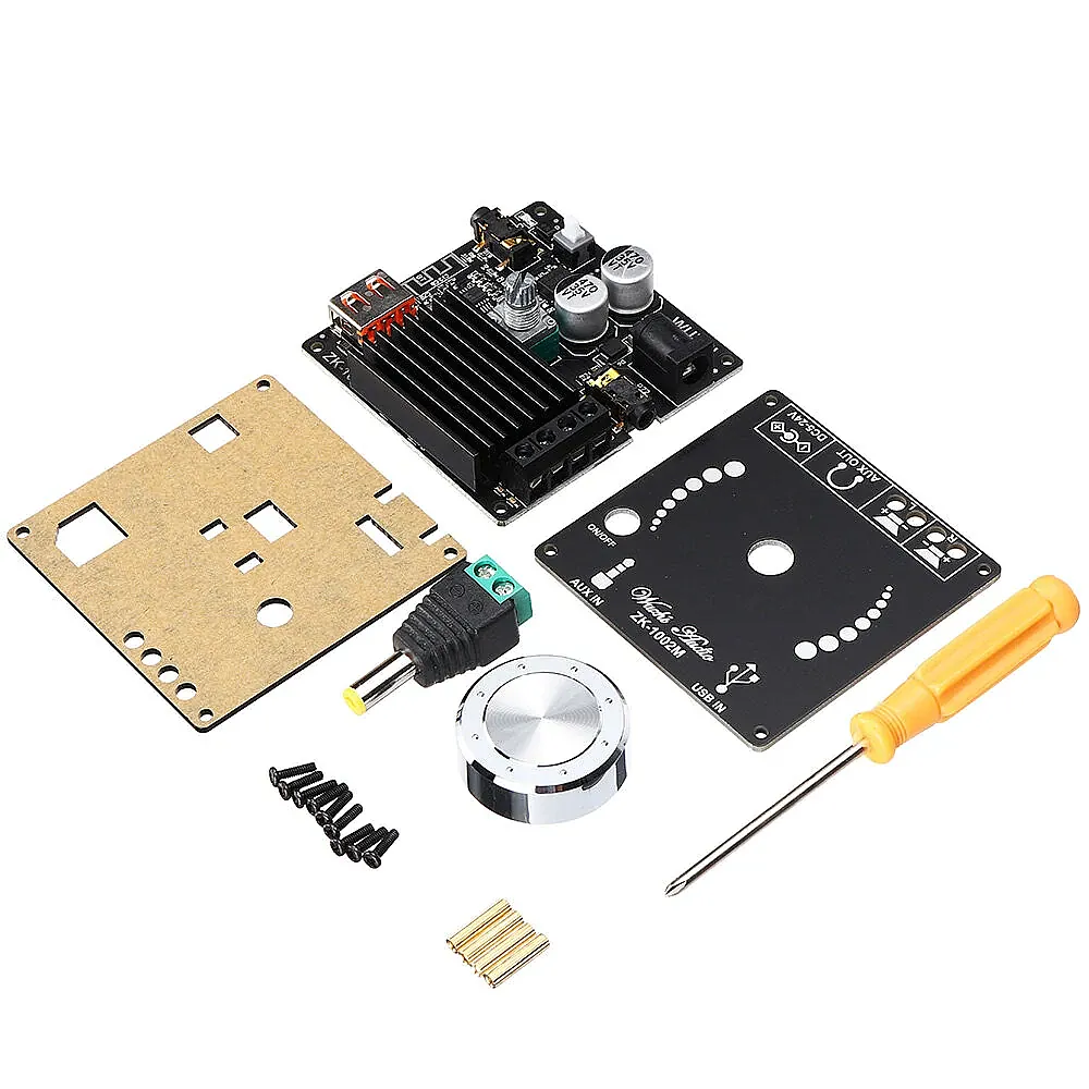 ZK-1002M 2x100W Bluetooth 5.0 USB AUX TPA3116D2 Stereo Amfi Modülü – Ses Kontrollü - 4