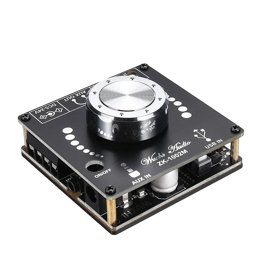 ZK-1002M 2x100W Bluetooth 5.0 USB AUX TPA3116D2 Stereo Amfi Modülü – Ses Kontrollü - 