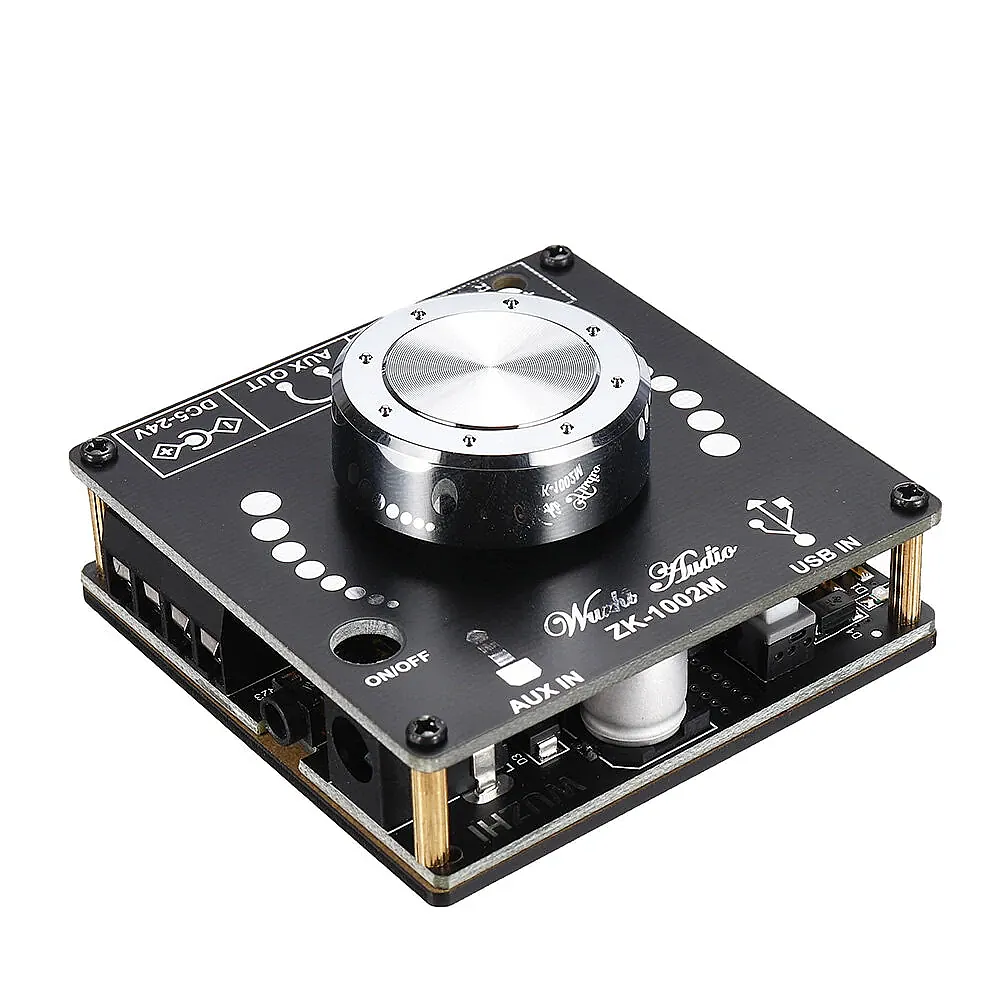 ZK-1002M 2x100W Bluetooth 5.0 USB AUX TPA3116D2 Stereo Amfi Modülü – Ses Kontrollü - 1