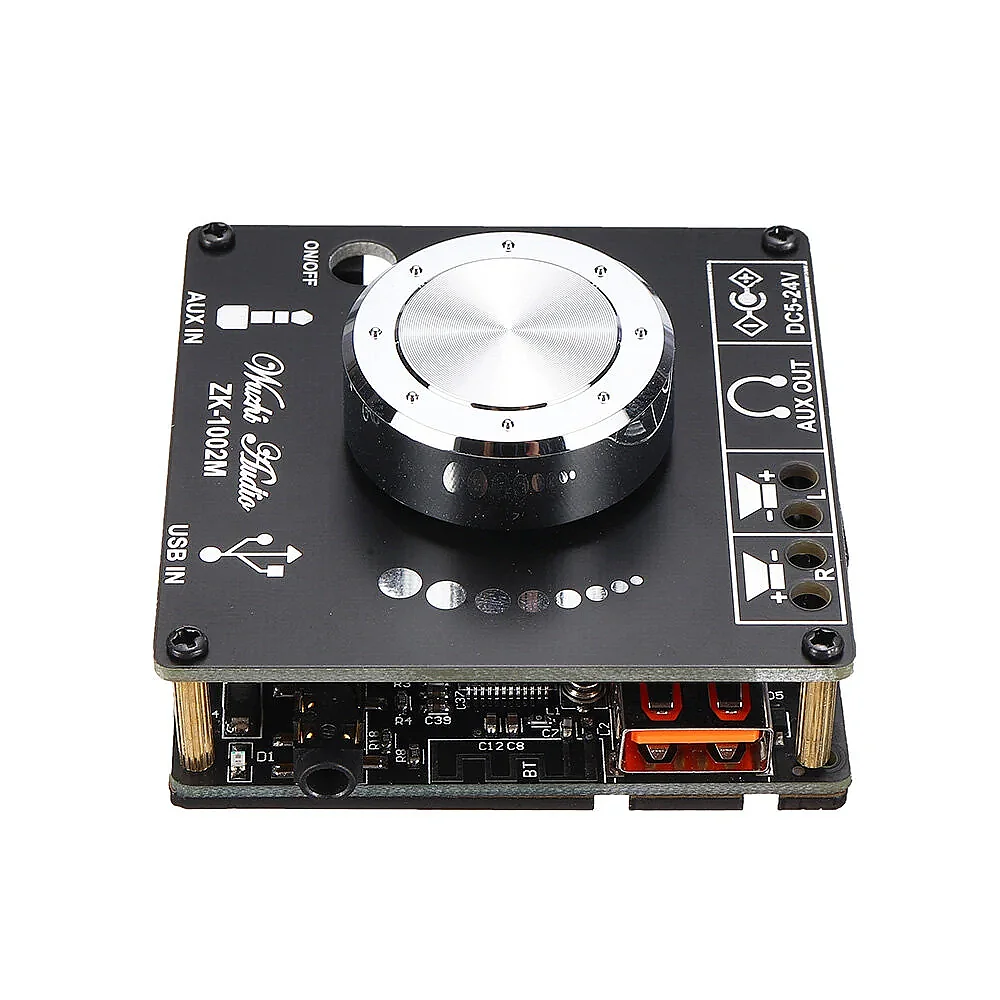 ZK-1002M 2x100W Bluetooth 5.0 USB AUX TPA3116D2 Stereo Amfi Modülü – Ses Kontrollü - 2