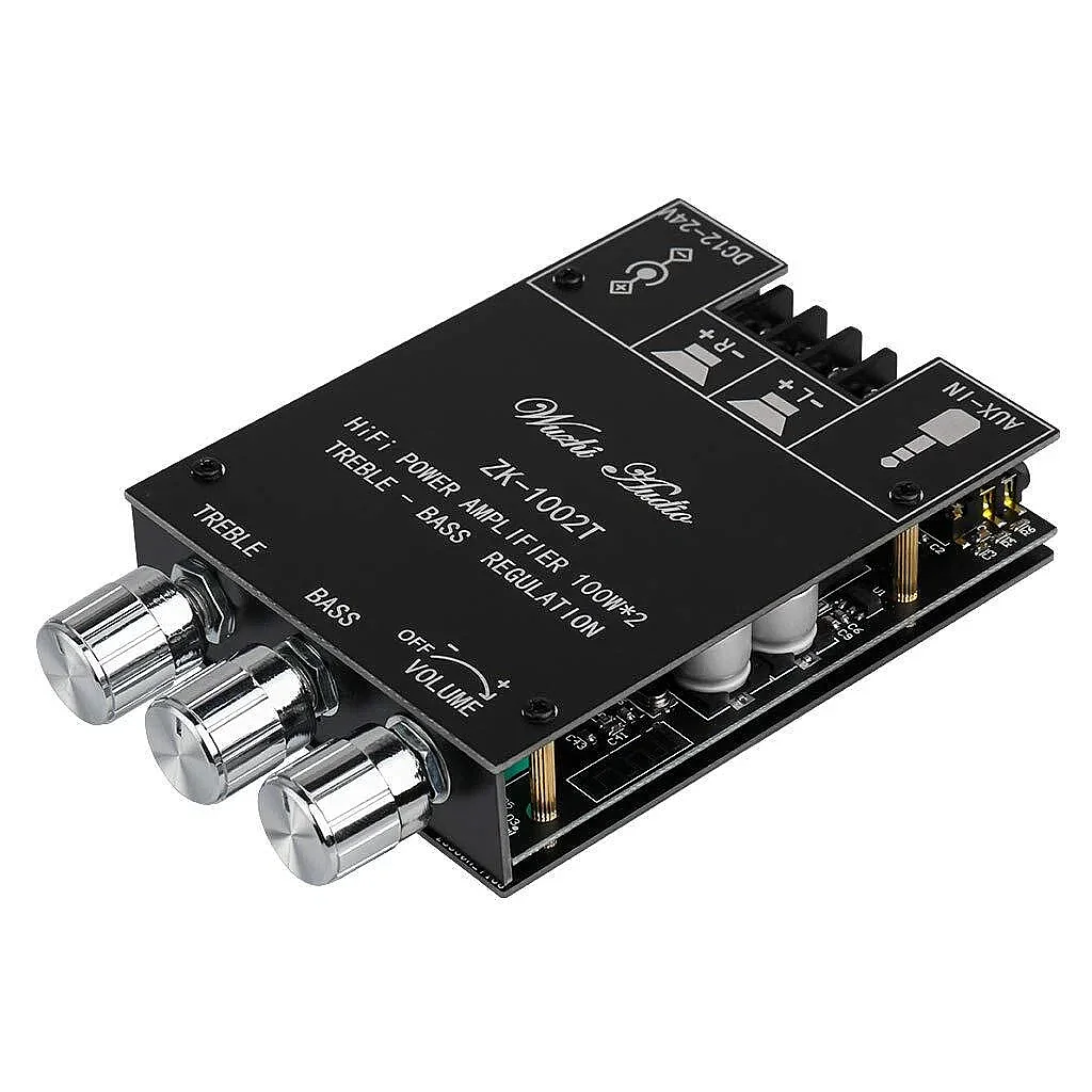 ZK-1002T 2x100W Bluetooth 5.0 TPA3116D2 Stereo Amfi Modülü – Bas/Tiz Kontrollü - 